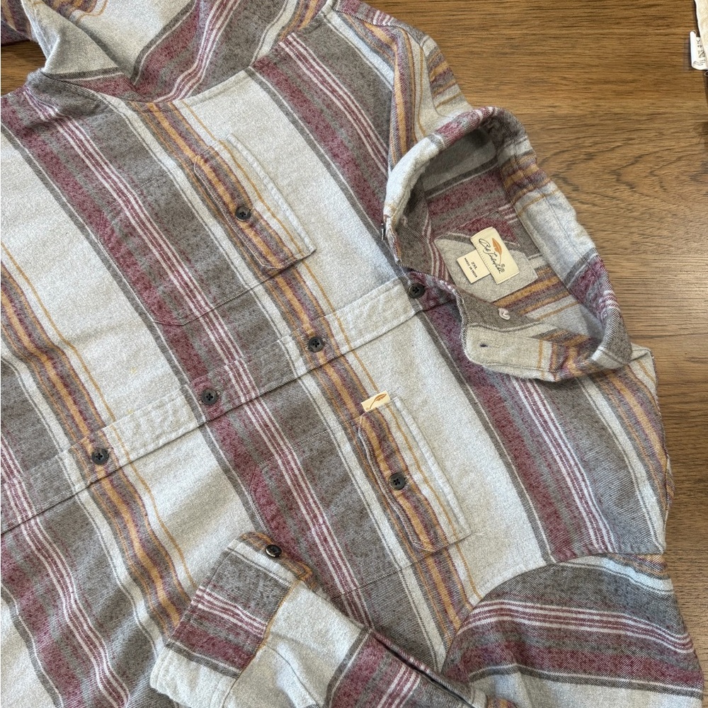 Bob Timberlake Gray and Red Flannel Button Down Shirt